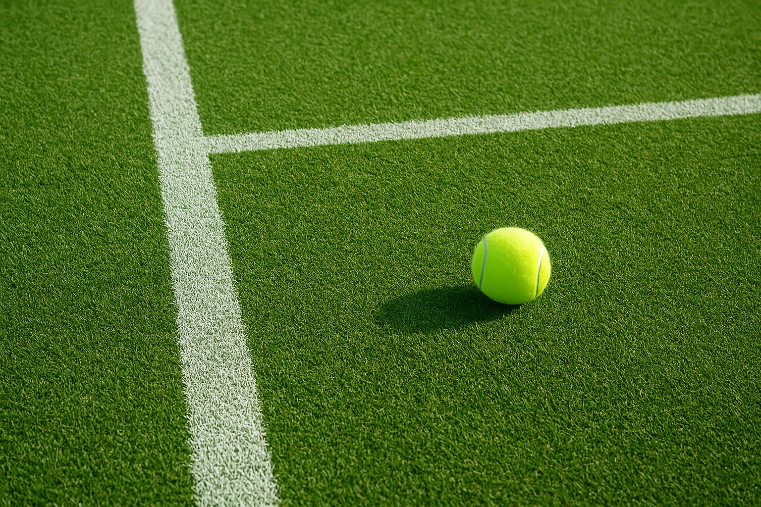 Campo da tennis in erba verde stile Wimbledon con texture dettagliata del prato